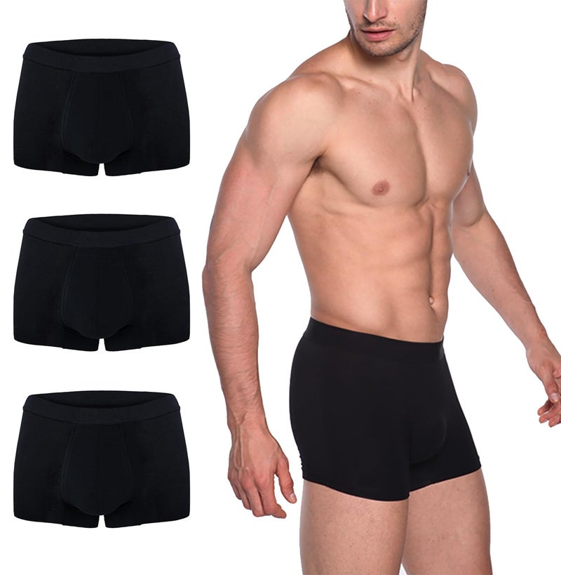 AIRCUTE Washable Absorbency Urinary Incontinence Underwear for Men Bladder Leakage Protection Boxer Briefs 60 ML 3 Pack 4XLarge 3 Black